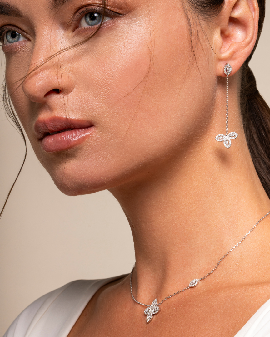 Boucles d’oreilles pendantes Fleur de vie - ROSE