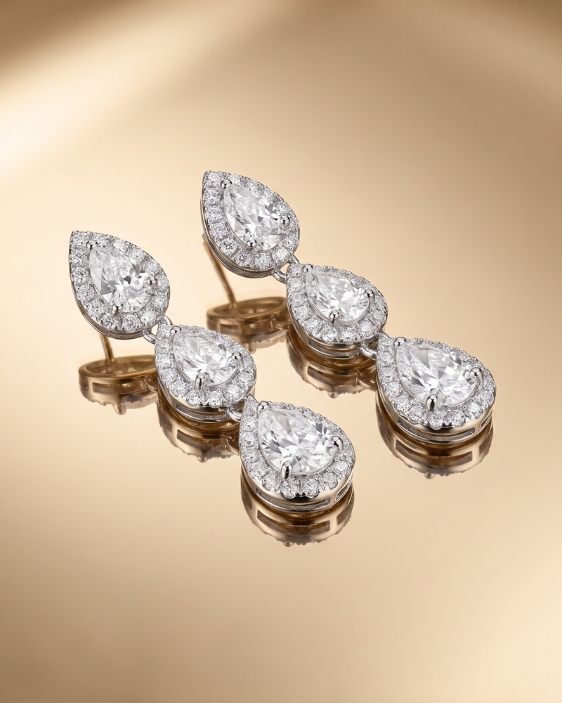 Boucles d'oreilles trois poires Infini - BLANC