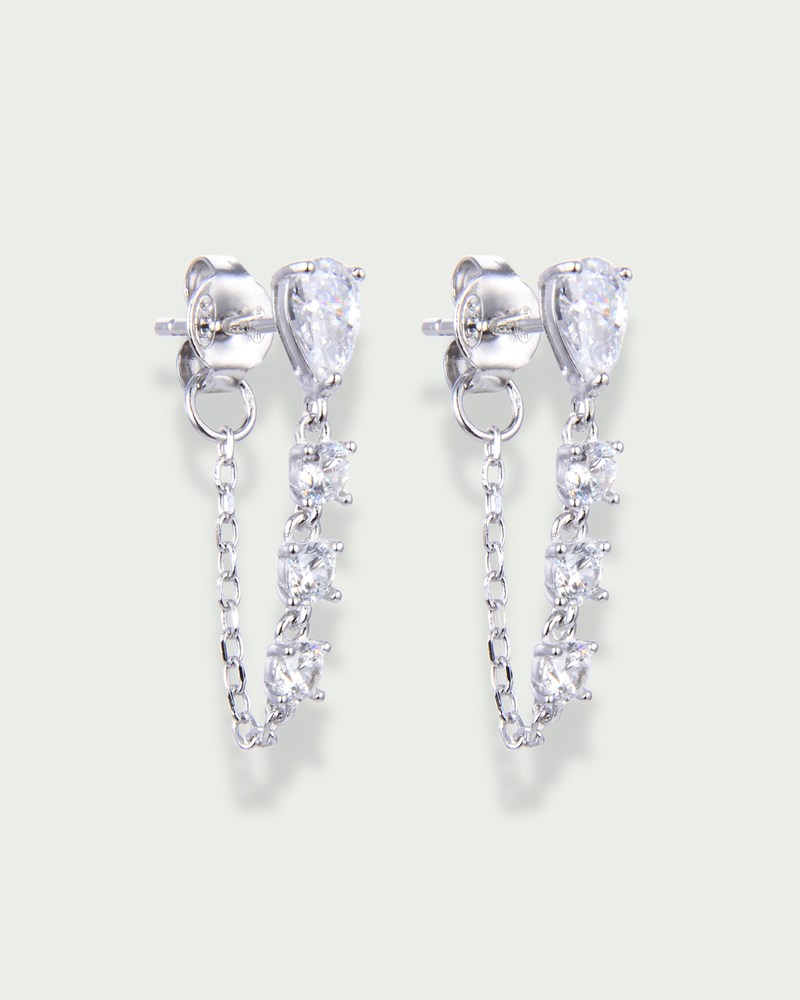 Boucles d'oreille Poire chaine - BLANC