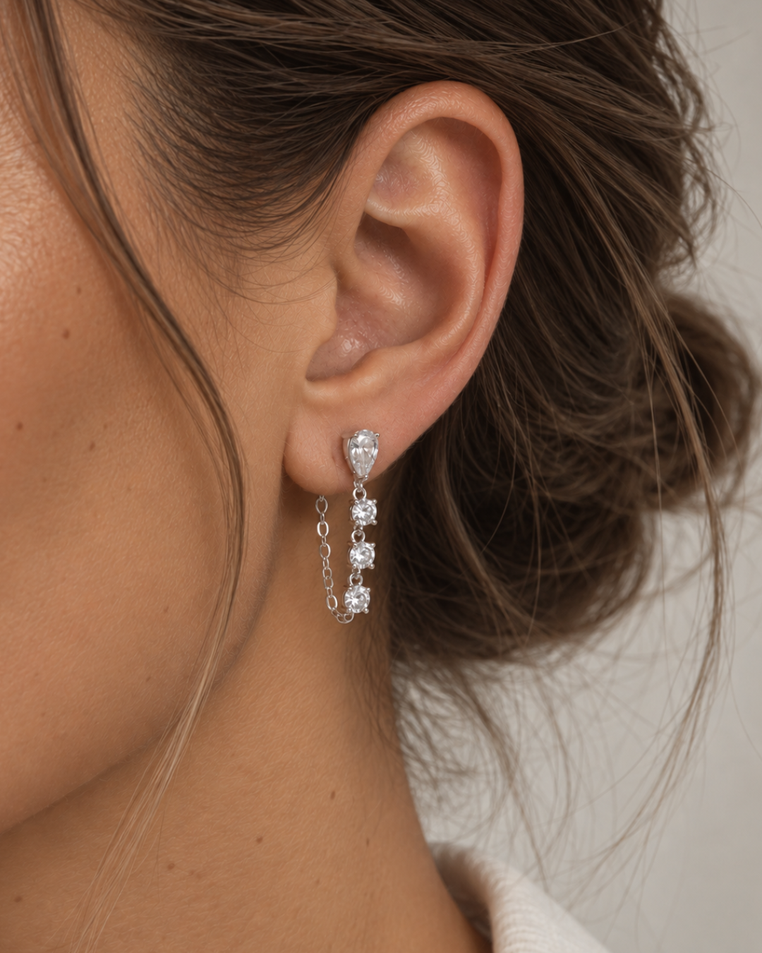 Boucles d'oreille Poire chaine - BLANC