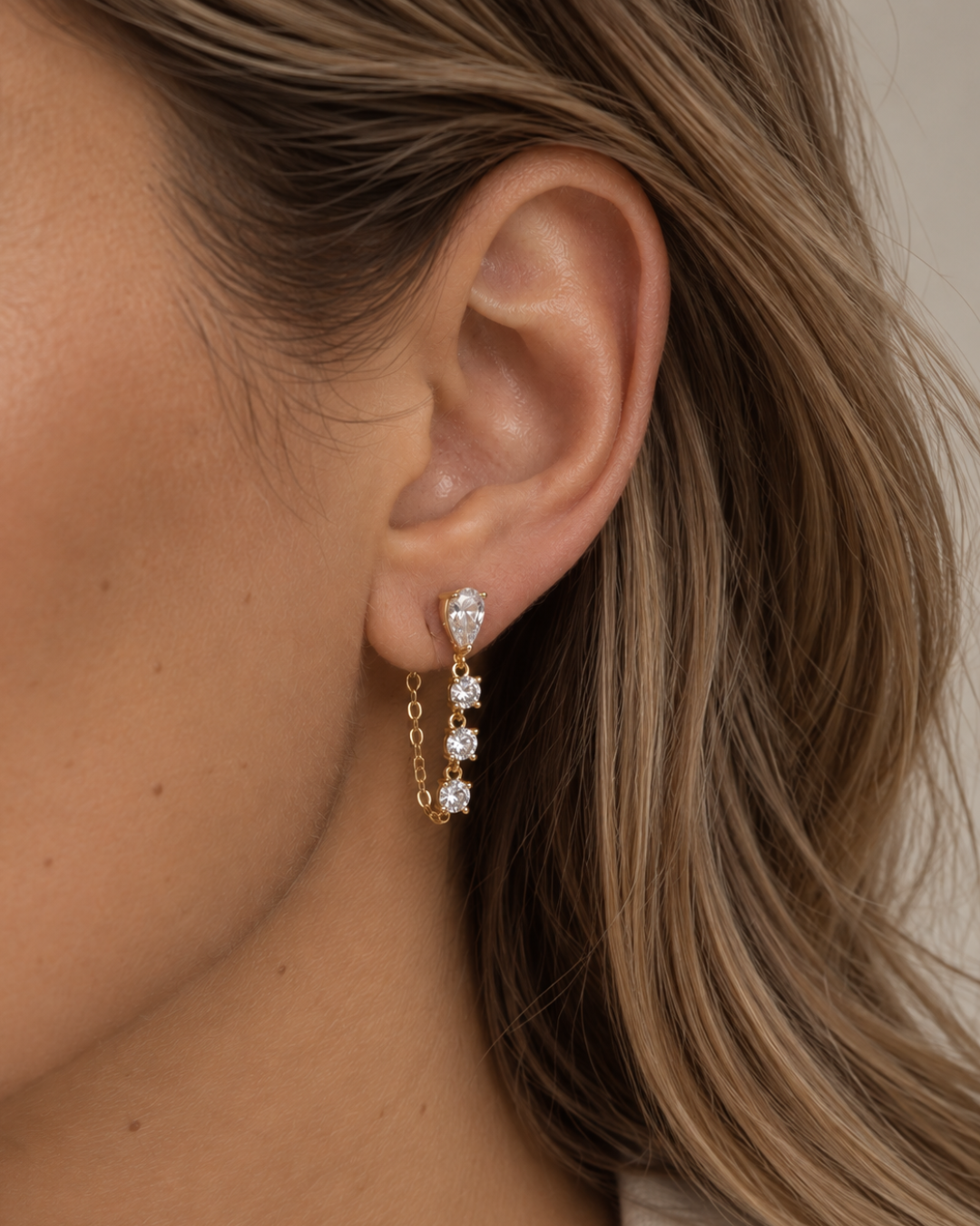 Boucles d'oreille Poire chaine - DORE