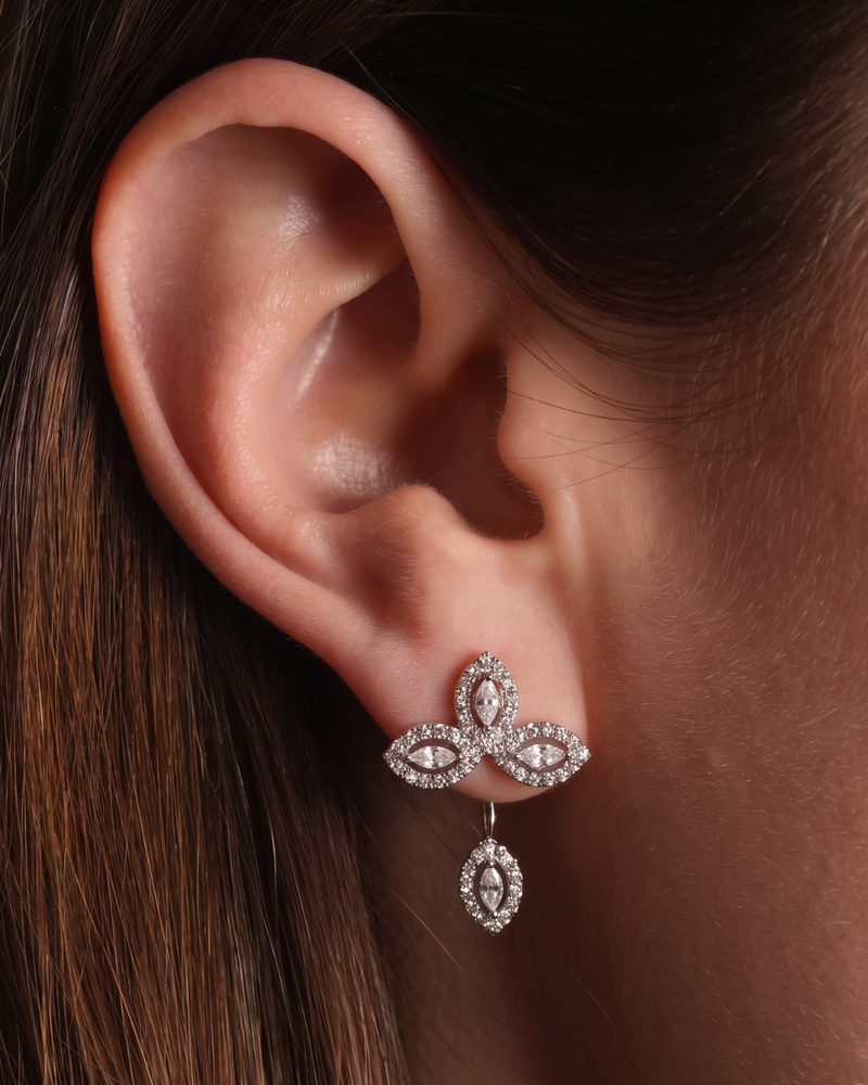 Boucles d’oreilles asymétriques Fleur de Vie - BLANC