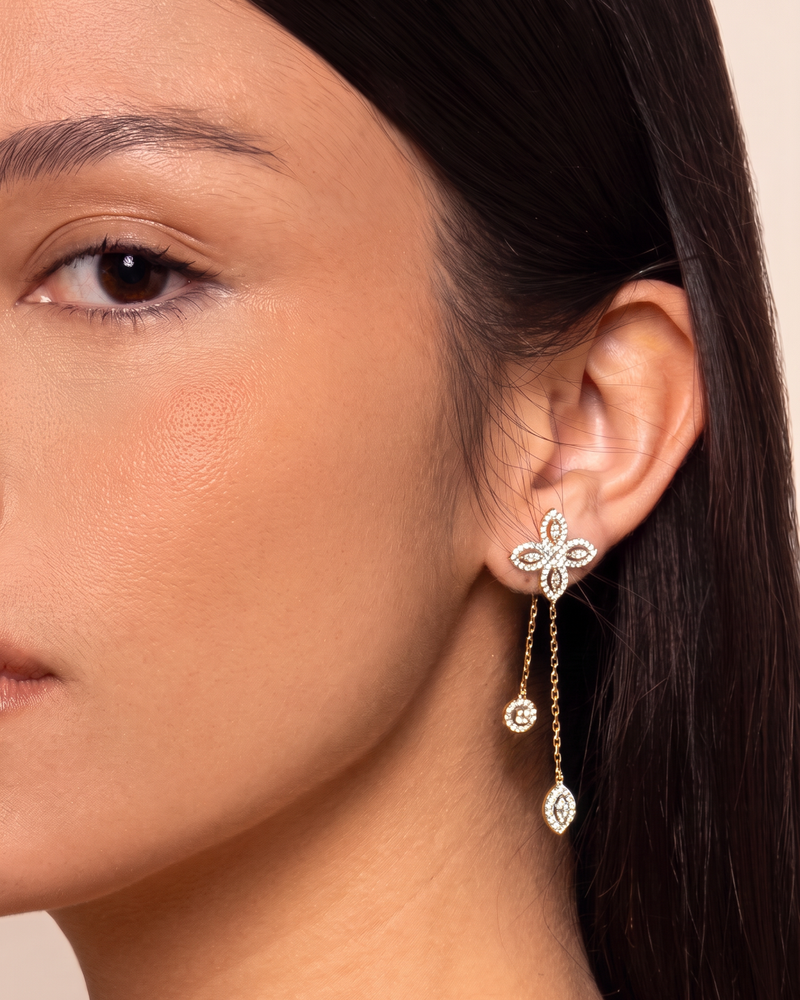 Boucles d’oreilles doubles pendantes Fleur de Vie - DORÉ