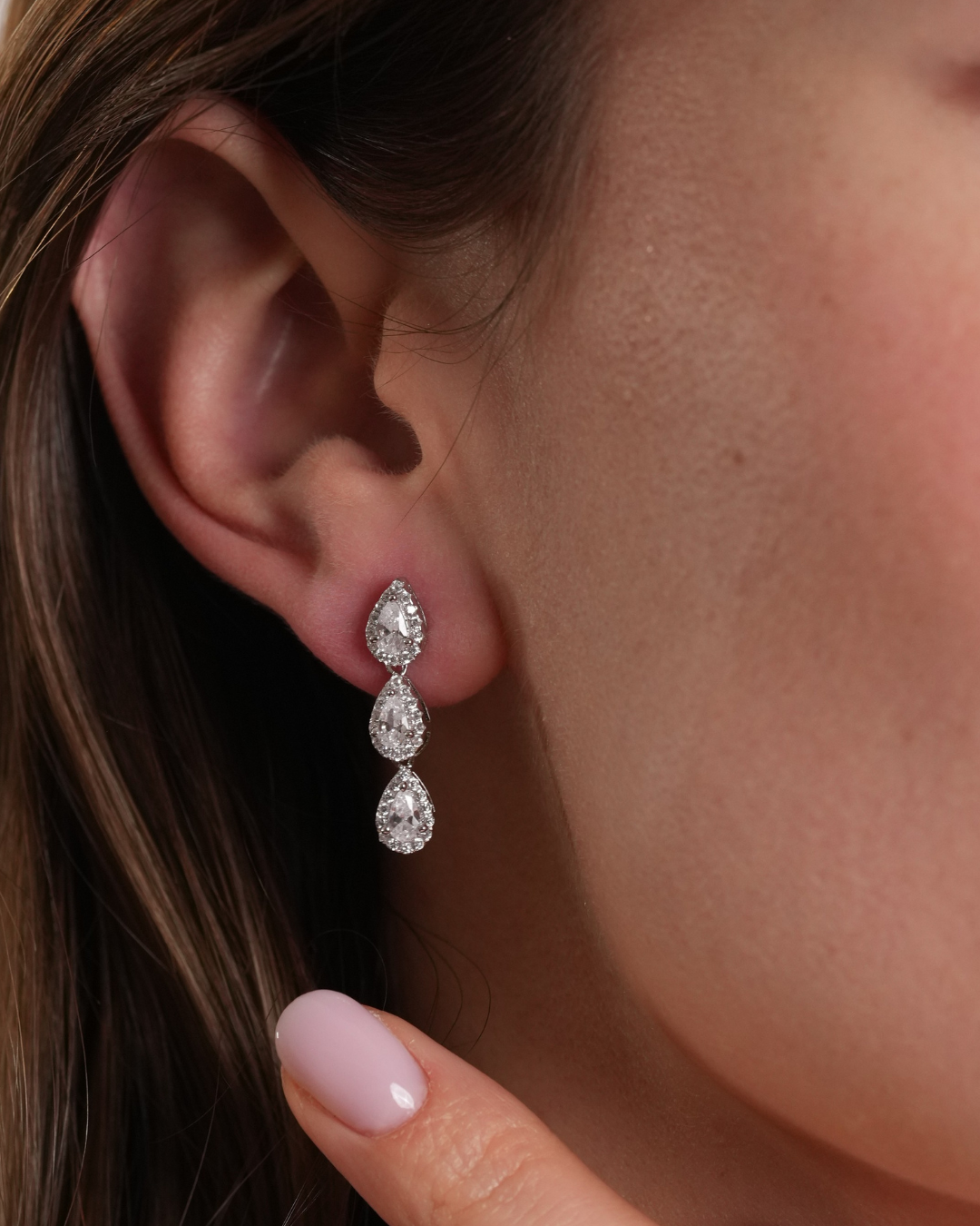 Boucles d'oreilles trois poires Infini - BLANC