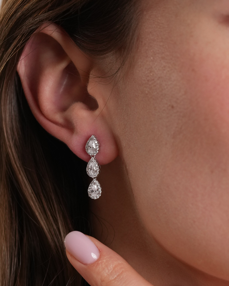 Boucles d'oreilles trois poires Infini - BLANC
