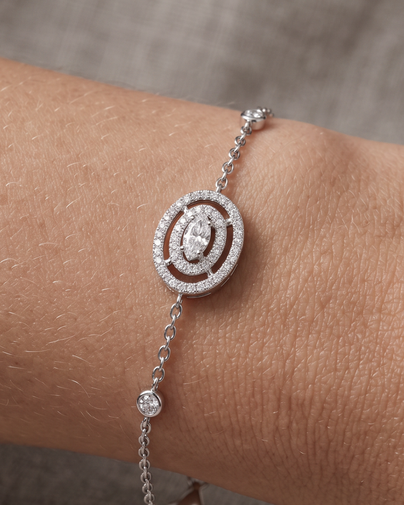 Bracelet deux rangs Infini Ovale - BLANC