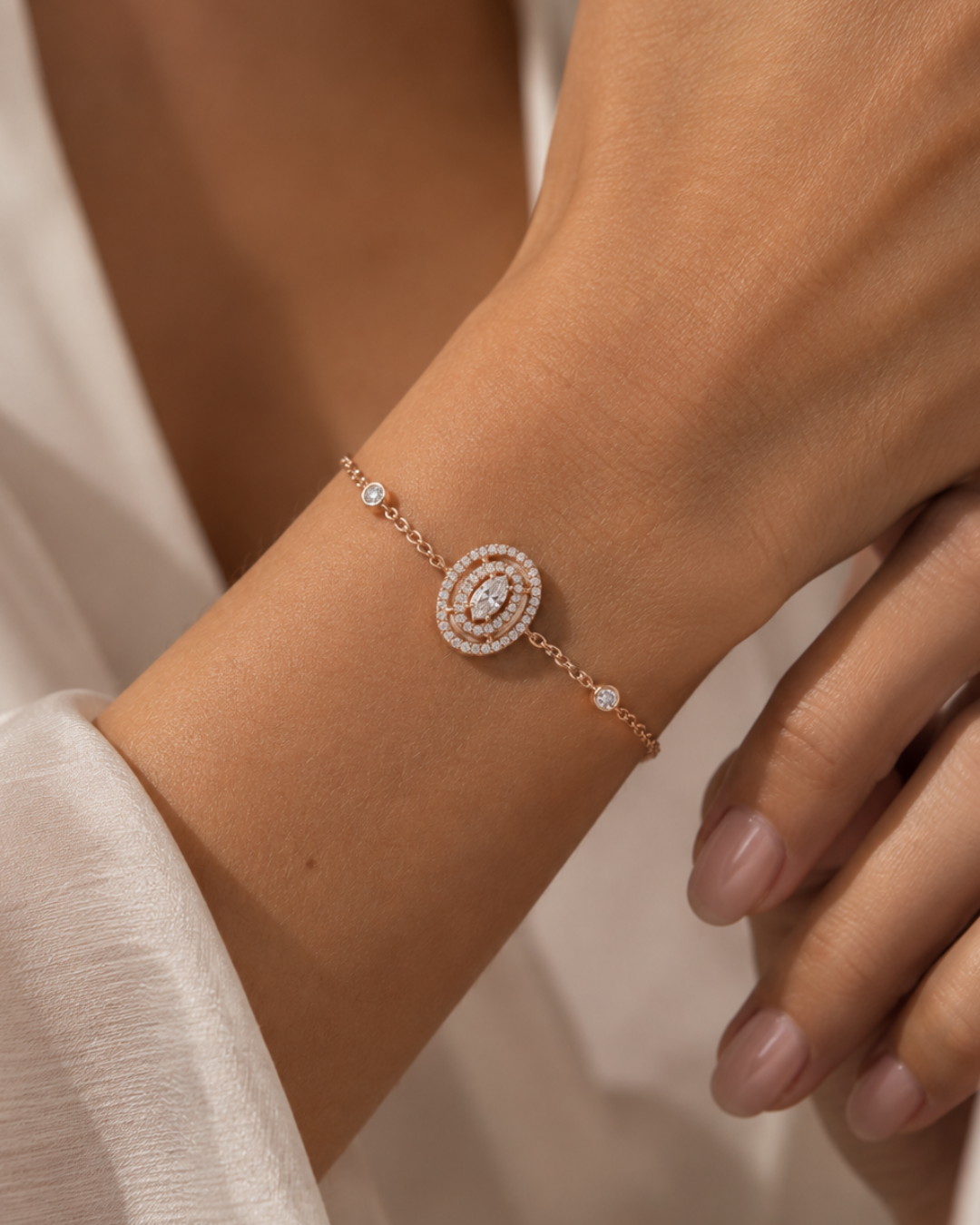 Two-row Infinity Pear Necklace - WHITE