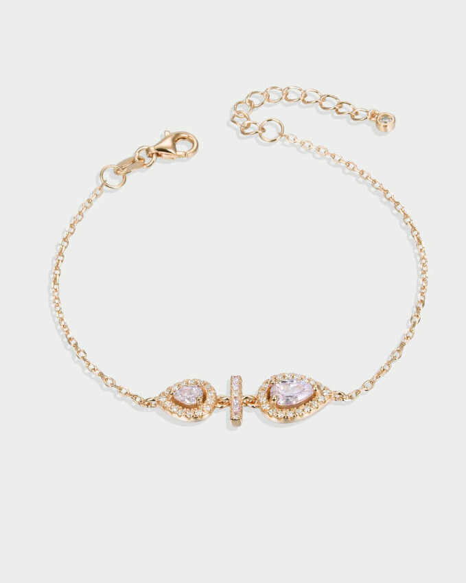 Bracelet poires en argent 925 doré et Zirconiums
