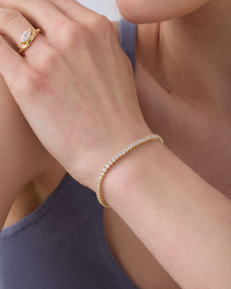 Bracelet rivière Essentiel – Co-création Diane Perreau – Argent 925 doré à l’or 18 carats &amp; Zirconium