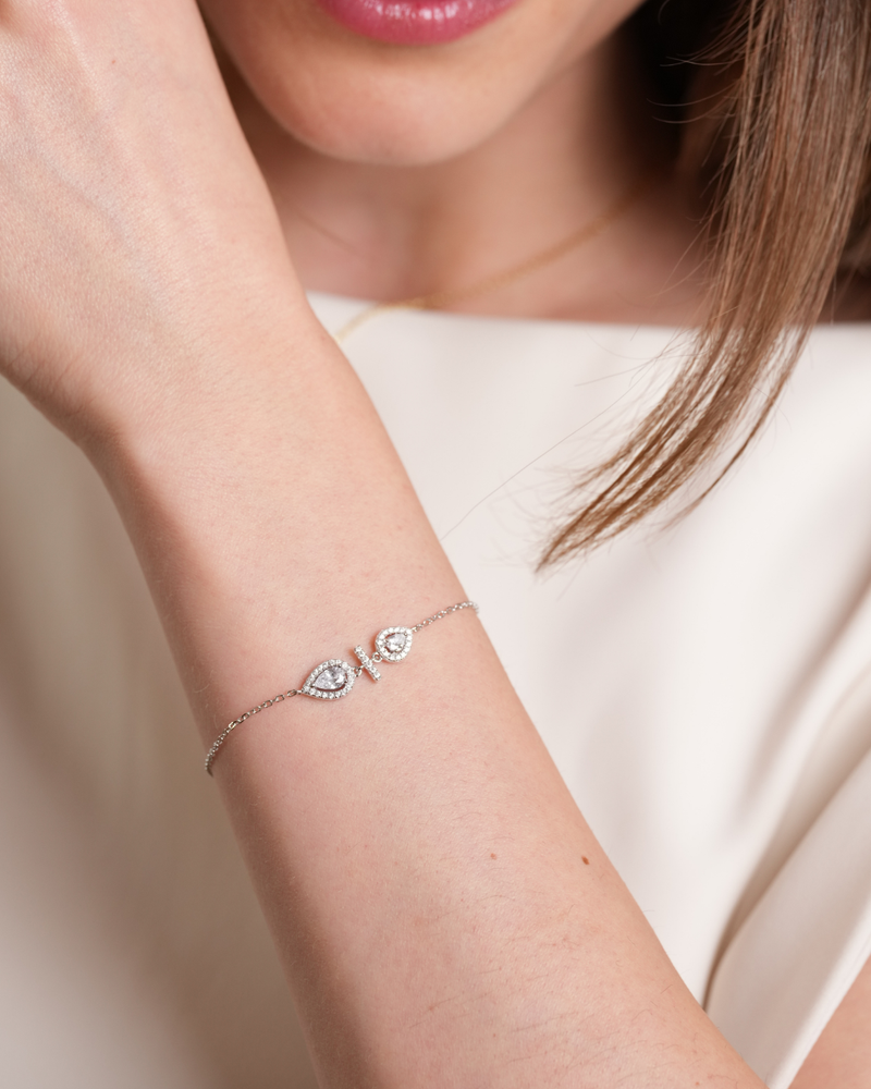 Opposite Infinity Pear Bracelet - WHITE