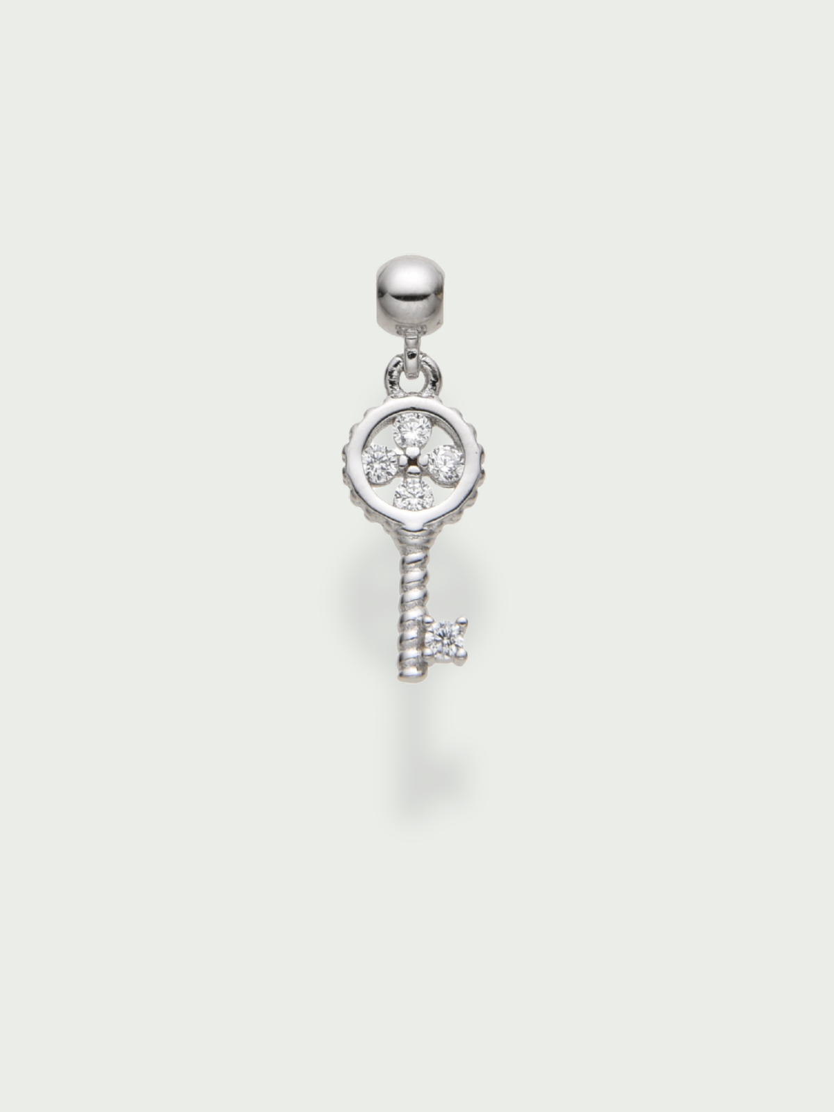Charm clé - argent 925 rhodié et zirconium