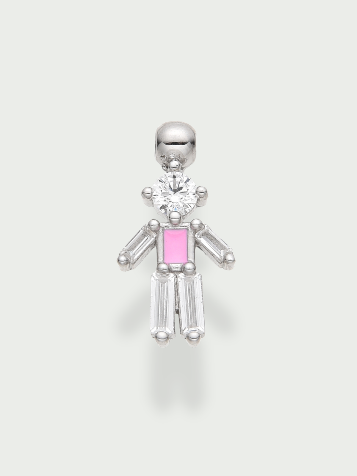 Charm petite fille rose - argent 925 rhodié, zirconium et émail rose