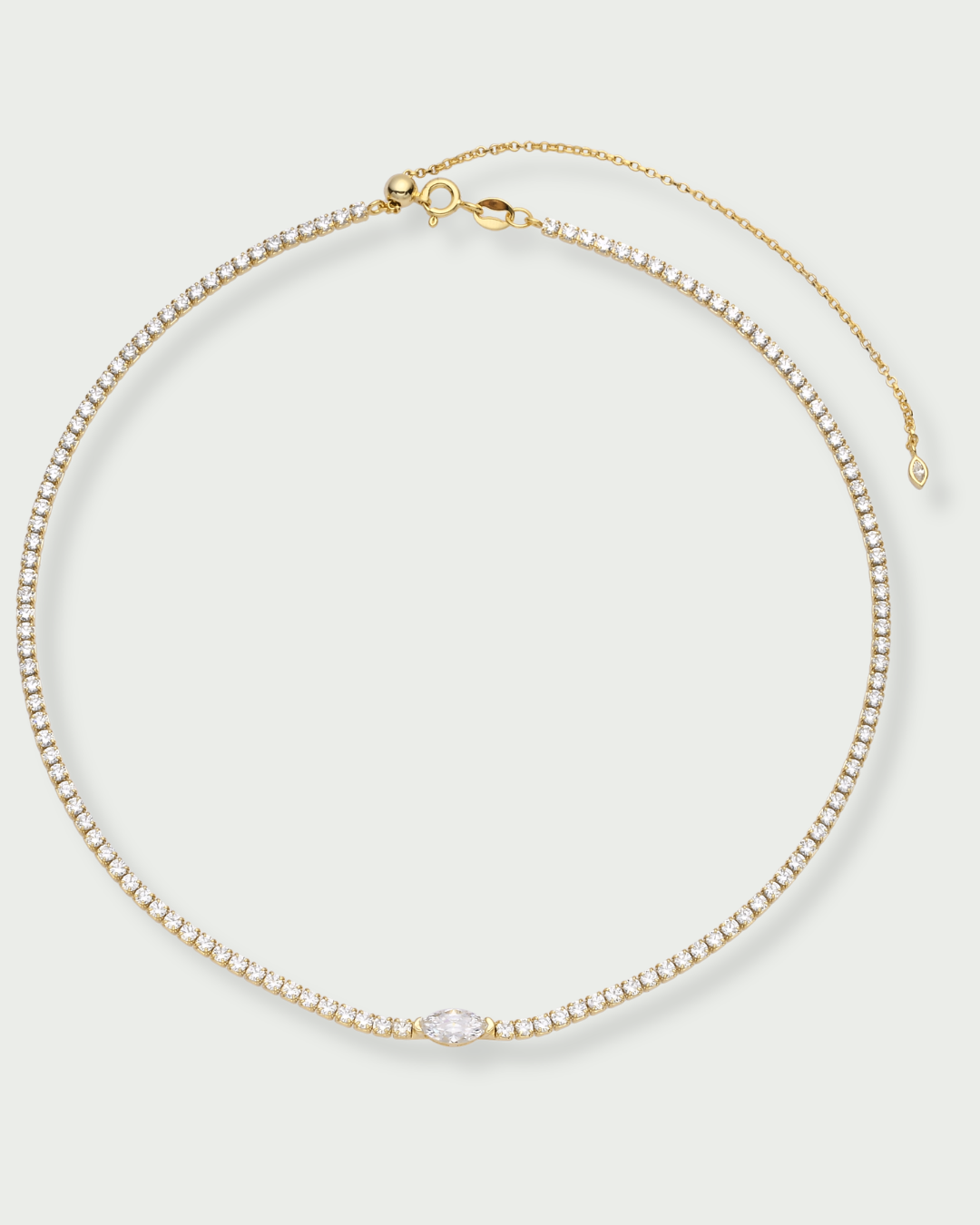 Choker rivière marquise – Co-création Diane Perreau – Argent 925 doré à l’or 18 carats &amp; Zirconium