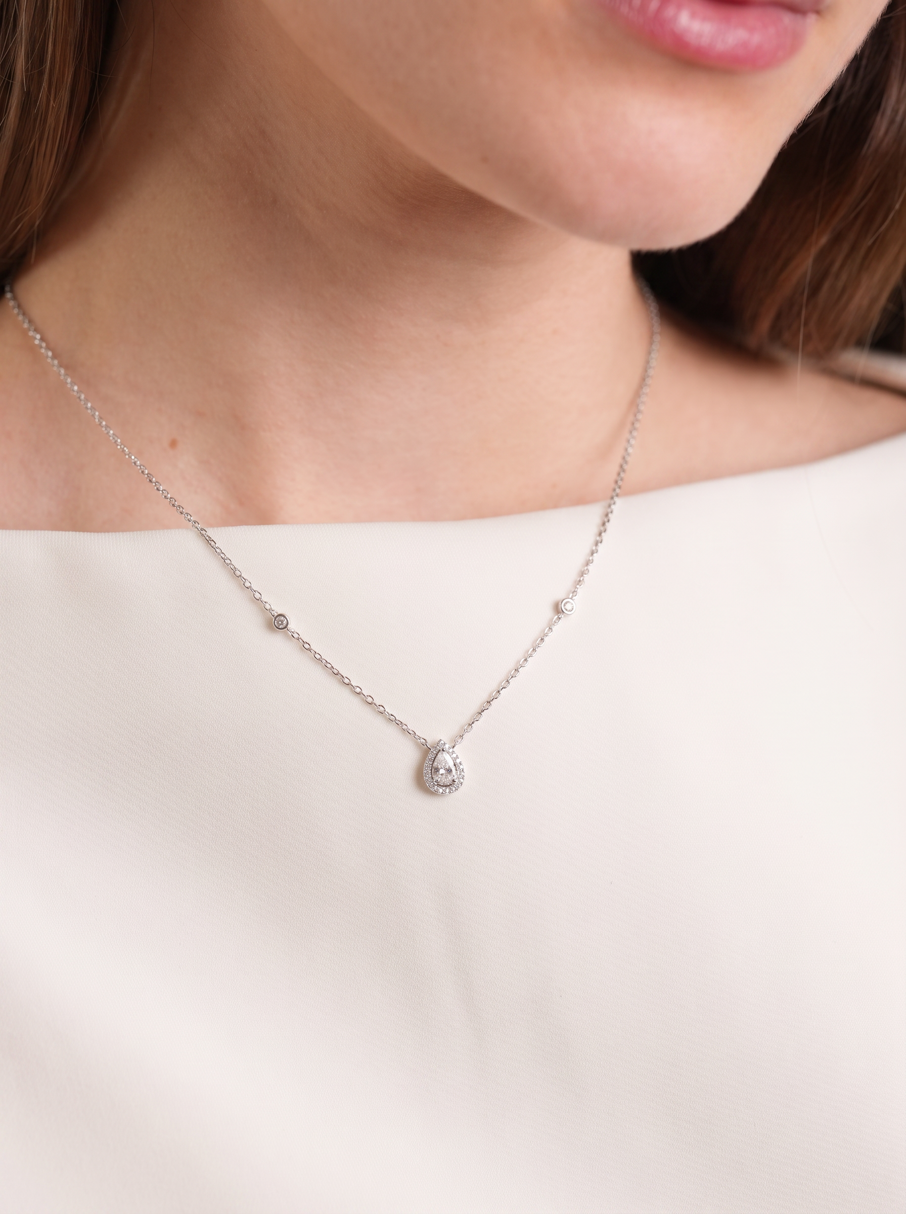 Infinity Pear Necklace - WHITE