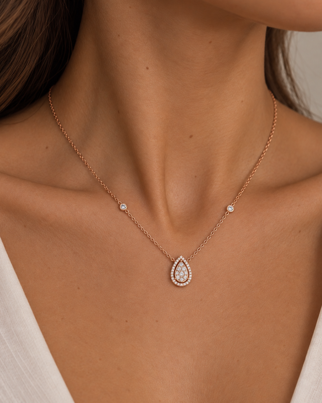 Collier Poire Pavée - ROSE