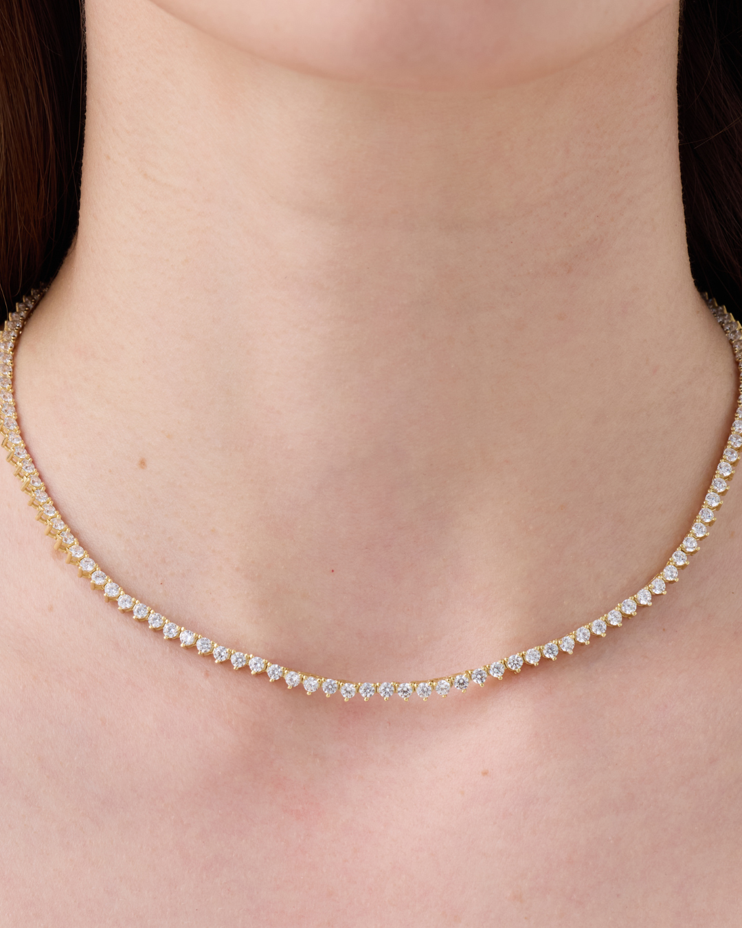 Collier Rivière Allure – Co-création Diane Perreau – Argent 925 doré à l'or 18 carats &amp; Zirconium - porté zoom