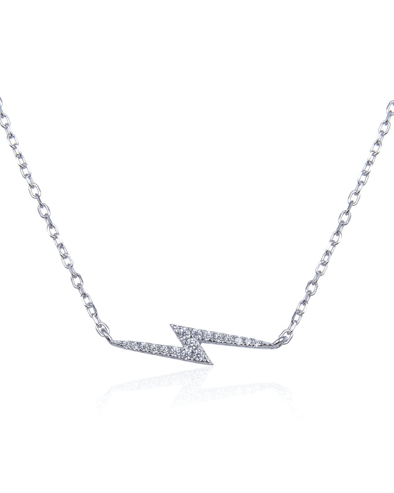 Collier en argent 925 millièmes rhodié avec pierre en zirconium - Design éclair