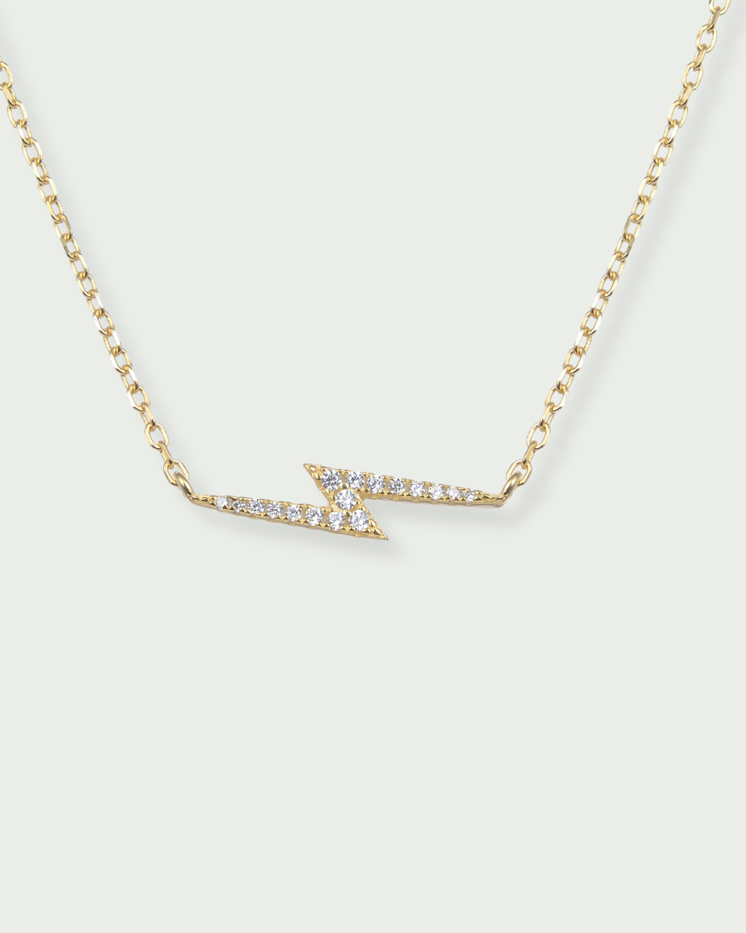 Collier en argent 925 millièmes doré à l'or fin 18 carats avec pierre en zirconium - Design éclair