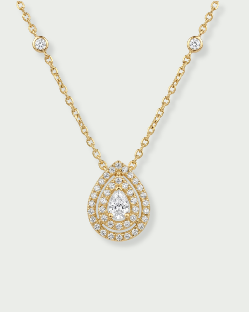 Collier poire pavée – Argent 925 rhodié  & Zirconium porté