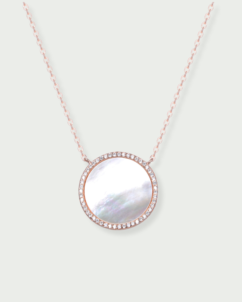 Mother-of-pearl medallion necklace - PINK 