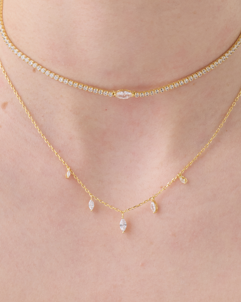 Collier marquise Icon – Co-création Diane Perreau – Argent 925 rhodié &amp; Zirconium