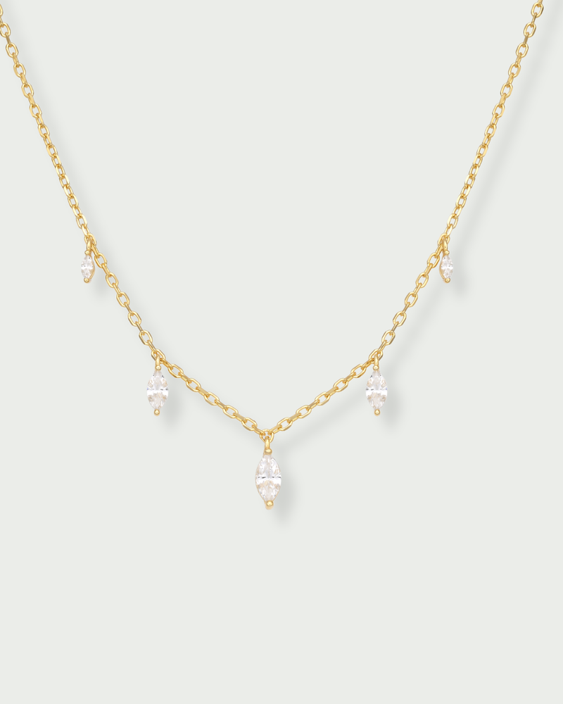 Collier marquise Icon – Co-création Diane Perreau – Argent 925 doré à l’or 18 carats &amp; Zirconium
