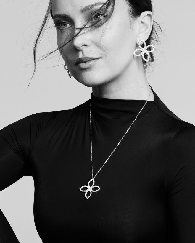 Collier pendant Fleur Éternelle - BLANC