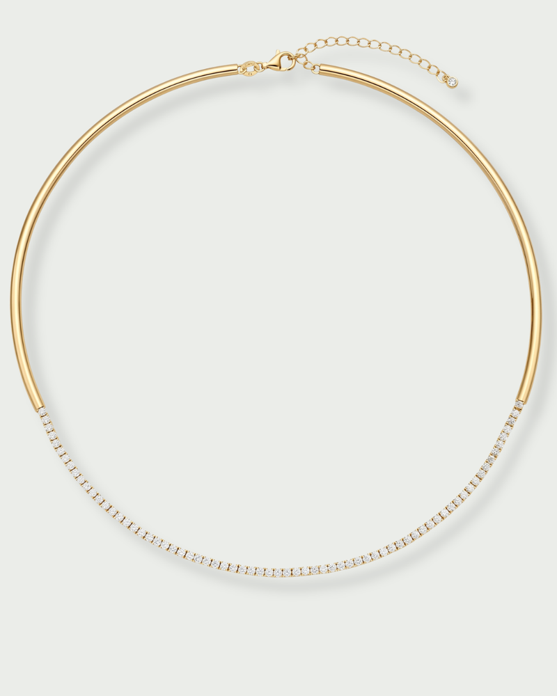 Collier rivière Modular – Co-création Diane Perreau – Argent 925 doré à l'or 18 carats &amp; Zirconium