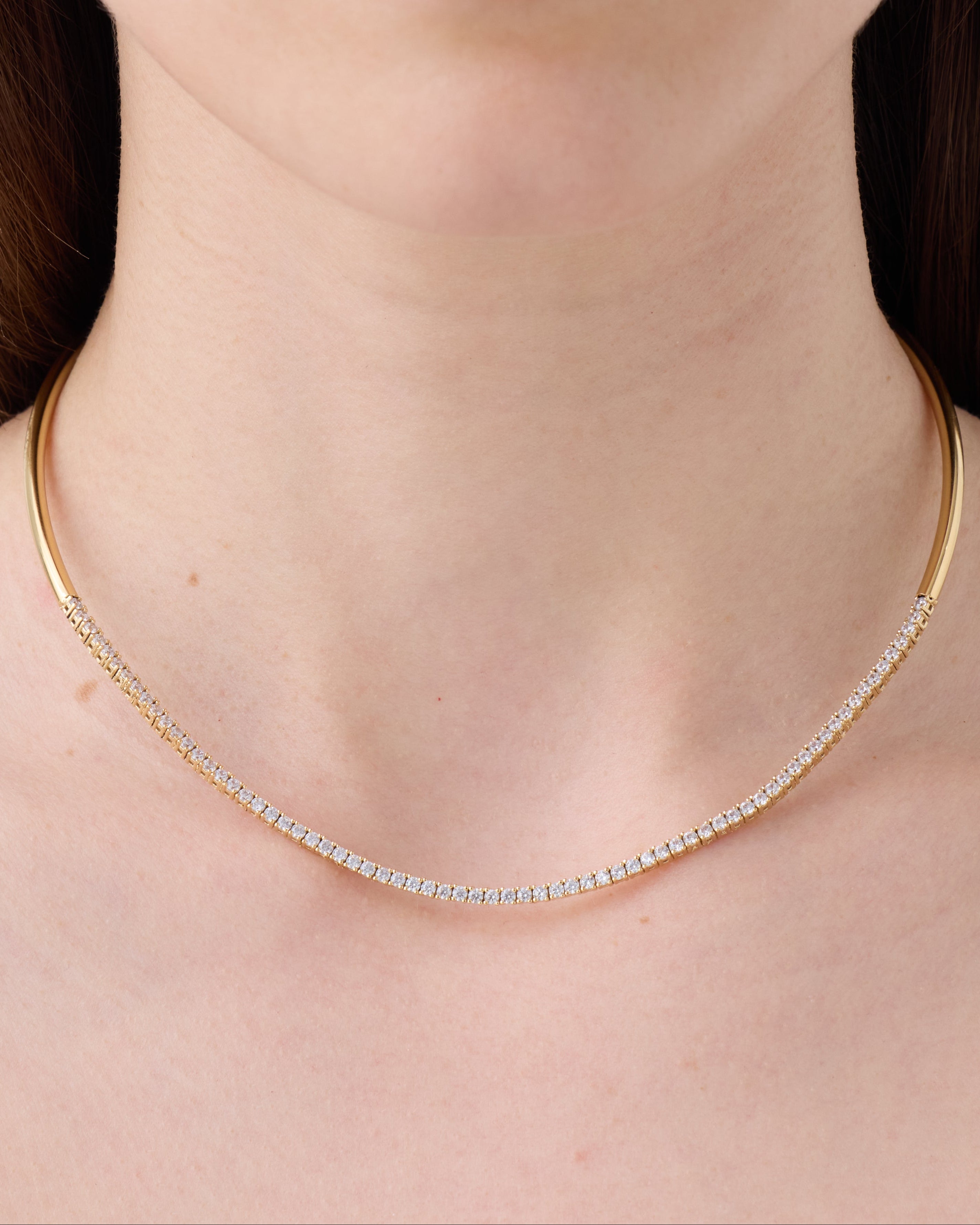 Collier rivière Modular – Co-création Diane Perreau – Argent 925 doré à l'or 18 carats & Zirconium - porté 