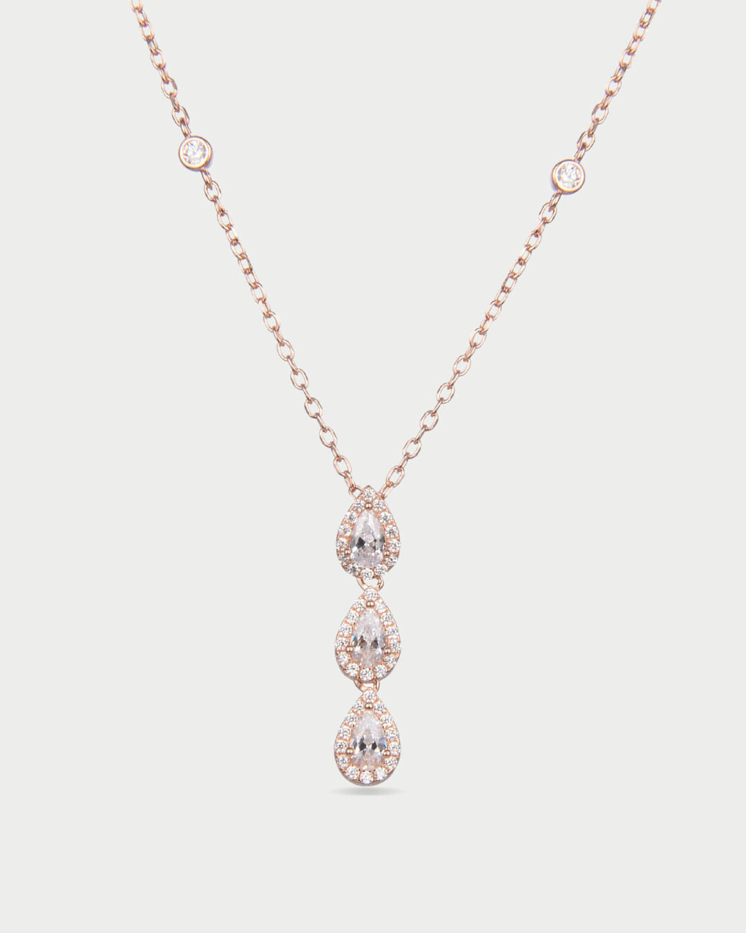 Three Pear Infinity Necklace - PINK
