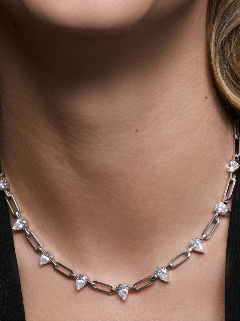 Collier chaîne Pear Glow - BLANC