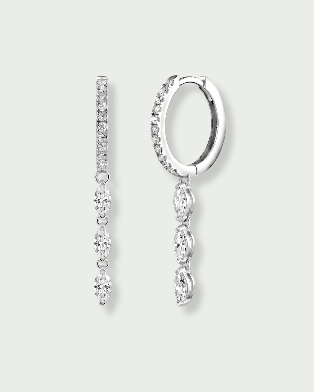 Créoles marquise Icon – Co-création Diane Perreau – Argent 925 rhodié &amp; Zirconium