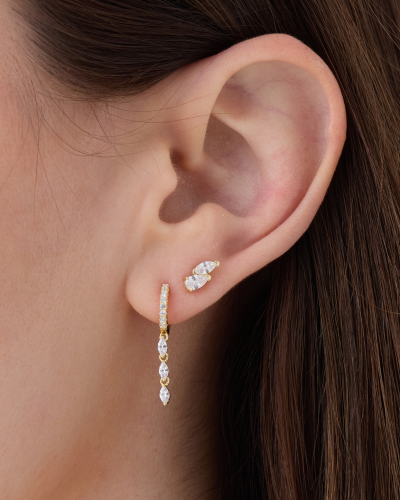 Créoles marquise Icon – Co-création Diane Perreau – Argent 925 doré à l’or 18 carats &amp; Zirconium