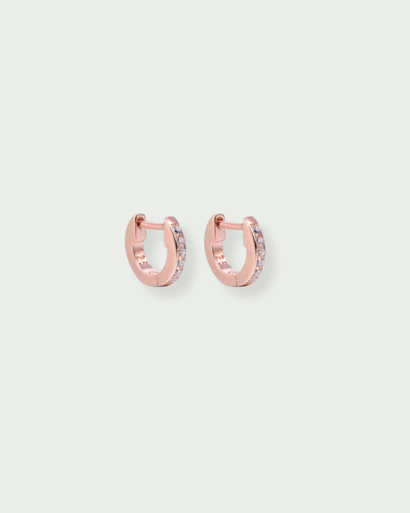 Creole earrings with paving stones, XS - PINK 