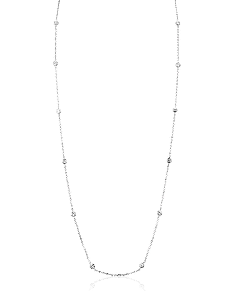 Sautoir serti clos - BLANC