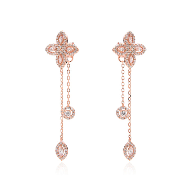 Boucles d’oreilles doubles pendantes Fleur de vie - ROSE