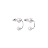 Asymmetrical pearl earrings - WHITE