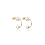 Asymmetrical pearl earrings - GOLDEN