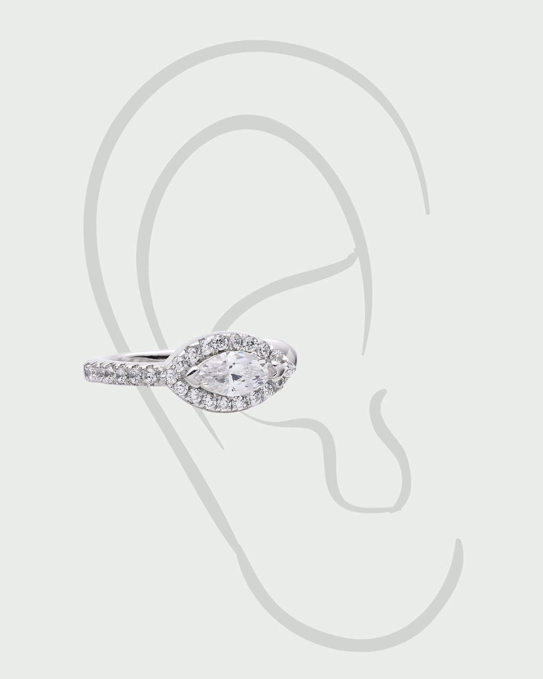 Earcuff marquise pavé – Co-création Diane Perreau – Argent 925 rhodié &amp; Zirconium
