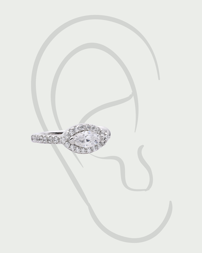Earcuff marquise pavé – Co-création Diane Perreau – Argent 925 rhodié &amp; Zirconium