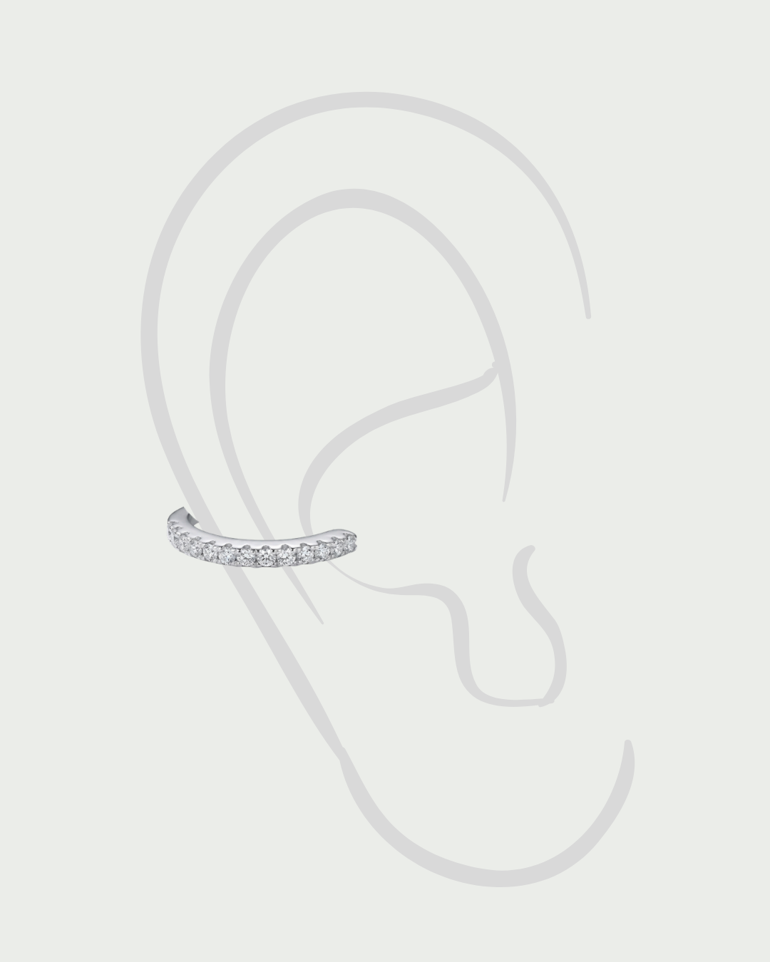 Earcuff « Simple Intemporel » en argent 925 rhodié, design minimaliste orné de zircons blancs, finition polie brillante.