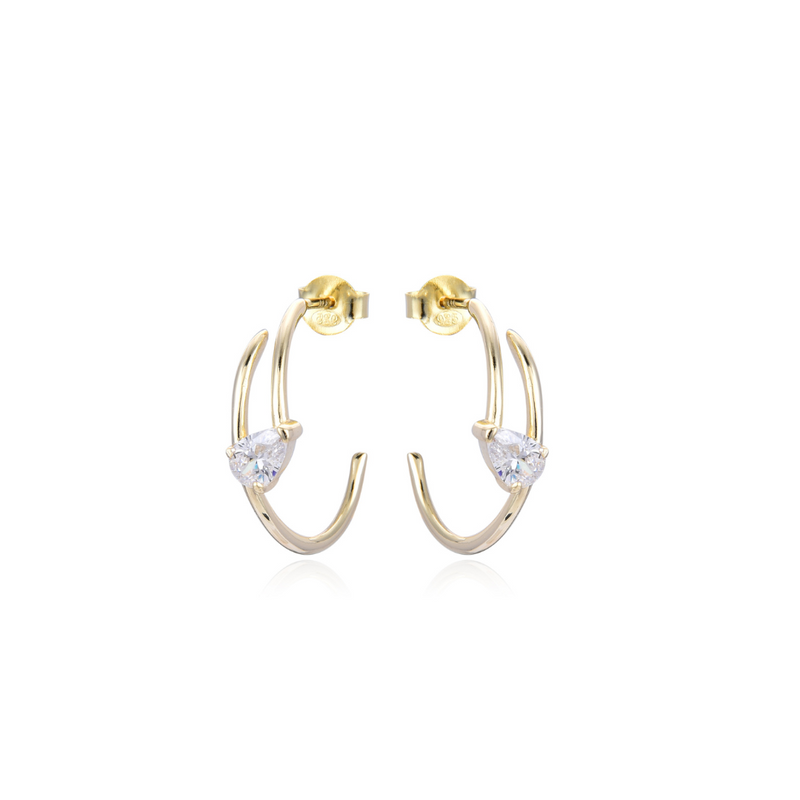 Pear Cut Hoop Earrings - GOLDEN