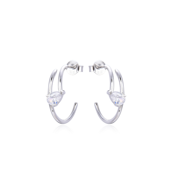 Pear Cut Hoop Earrings - WHITE