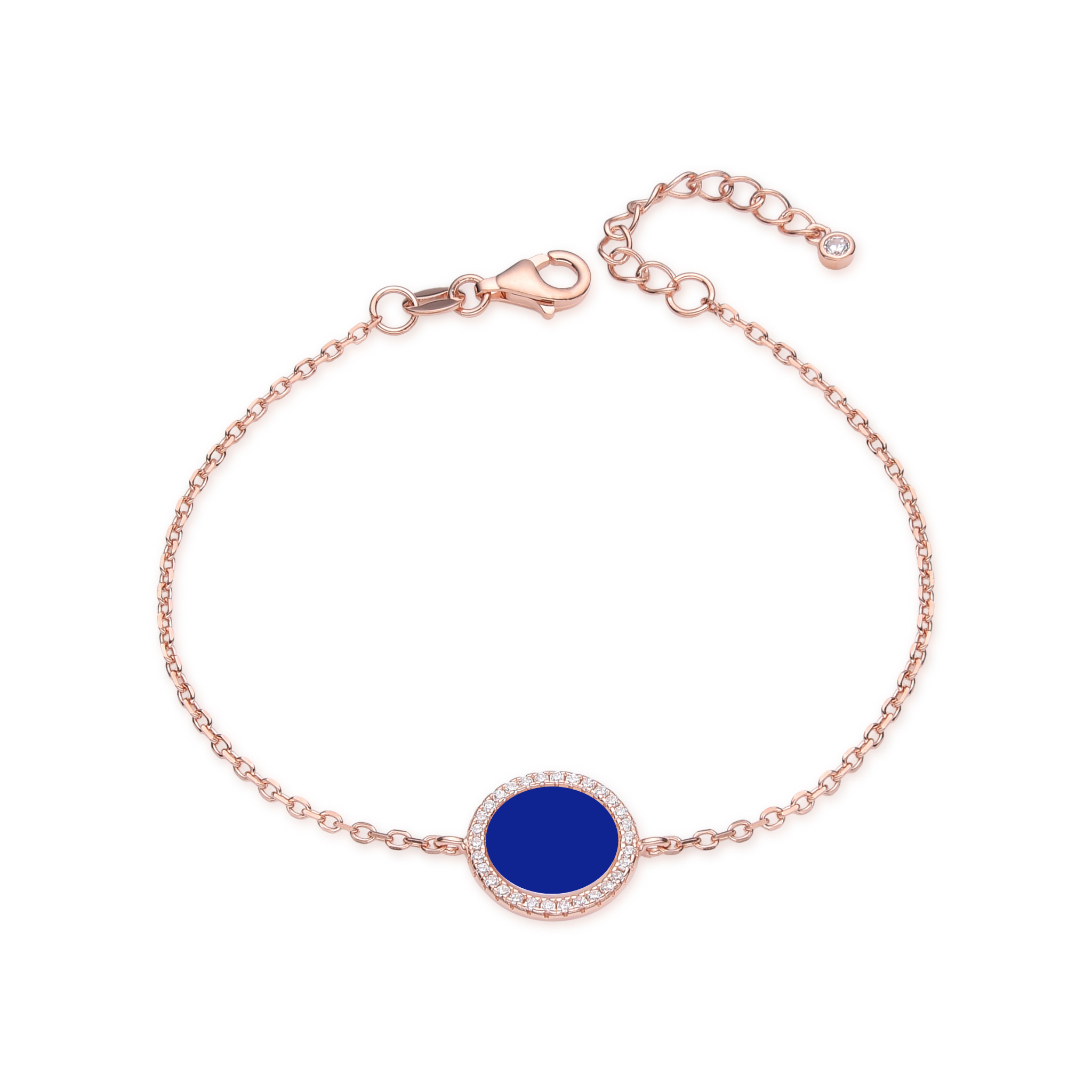 Bracelet petite médaille lapis lazuli - ROSE