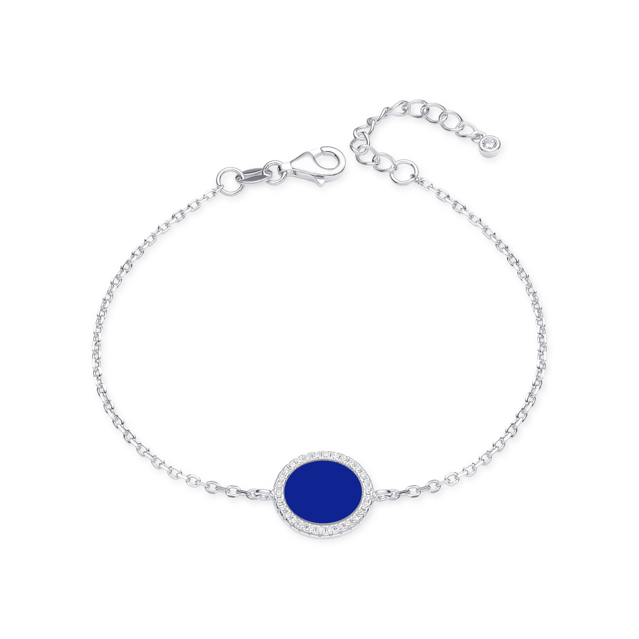 Bracelet petite médaille lapis lazuli - BLANC