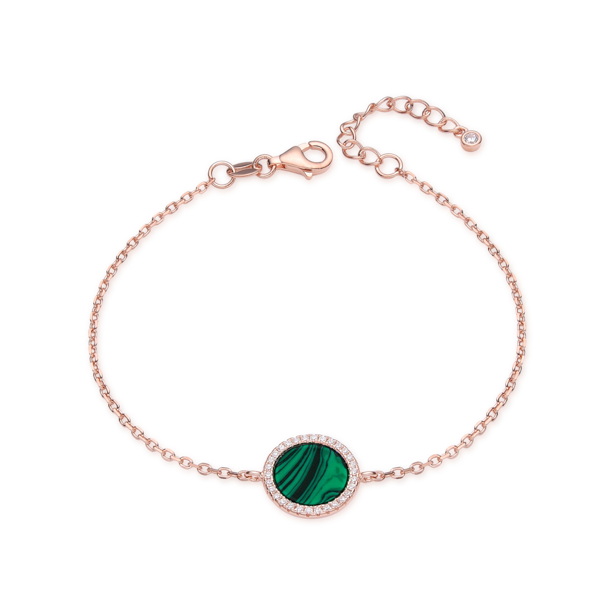 Bracelet petite médaille malachite - ROSE