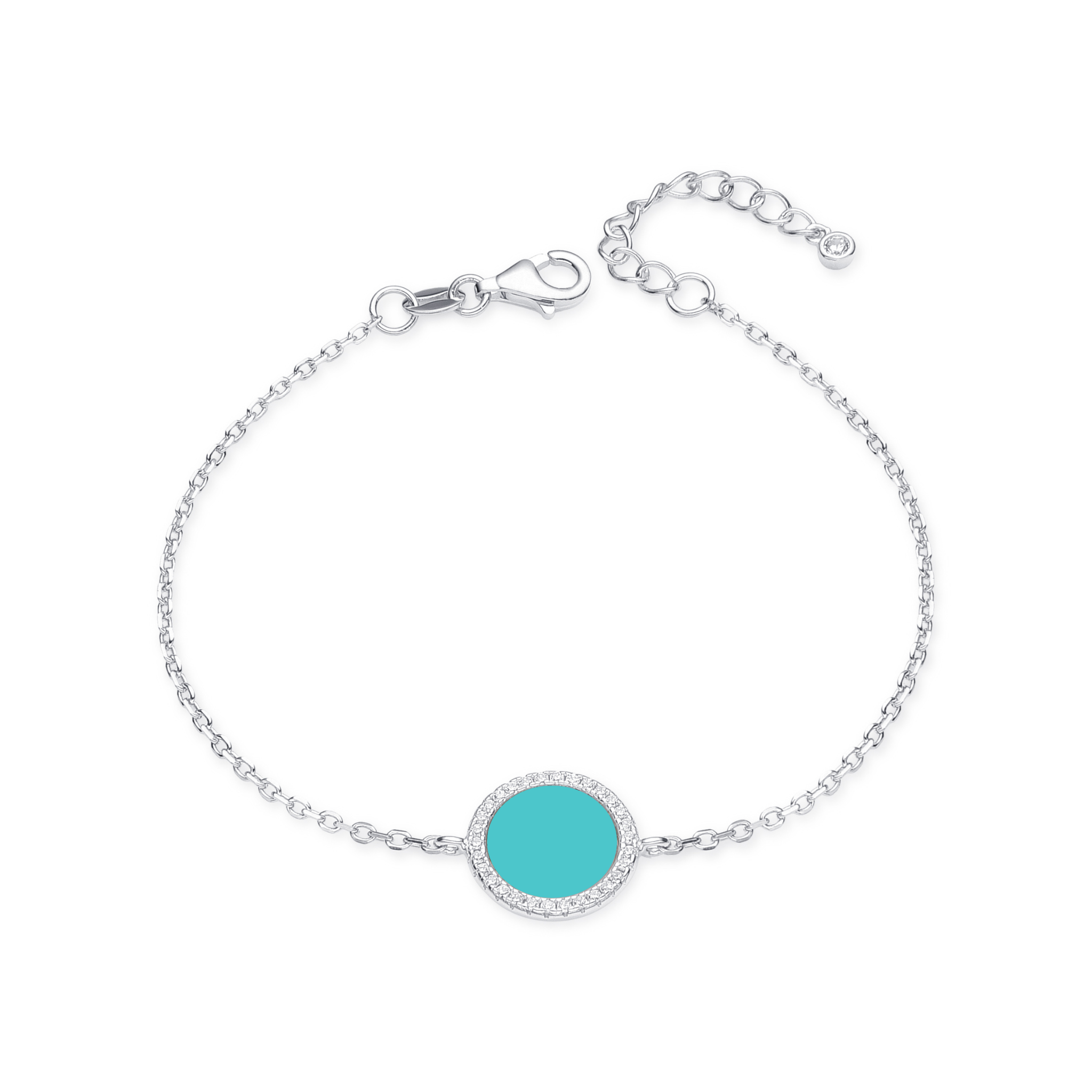 Bracelet petite médaille turquoise - BLANC
