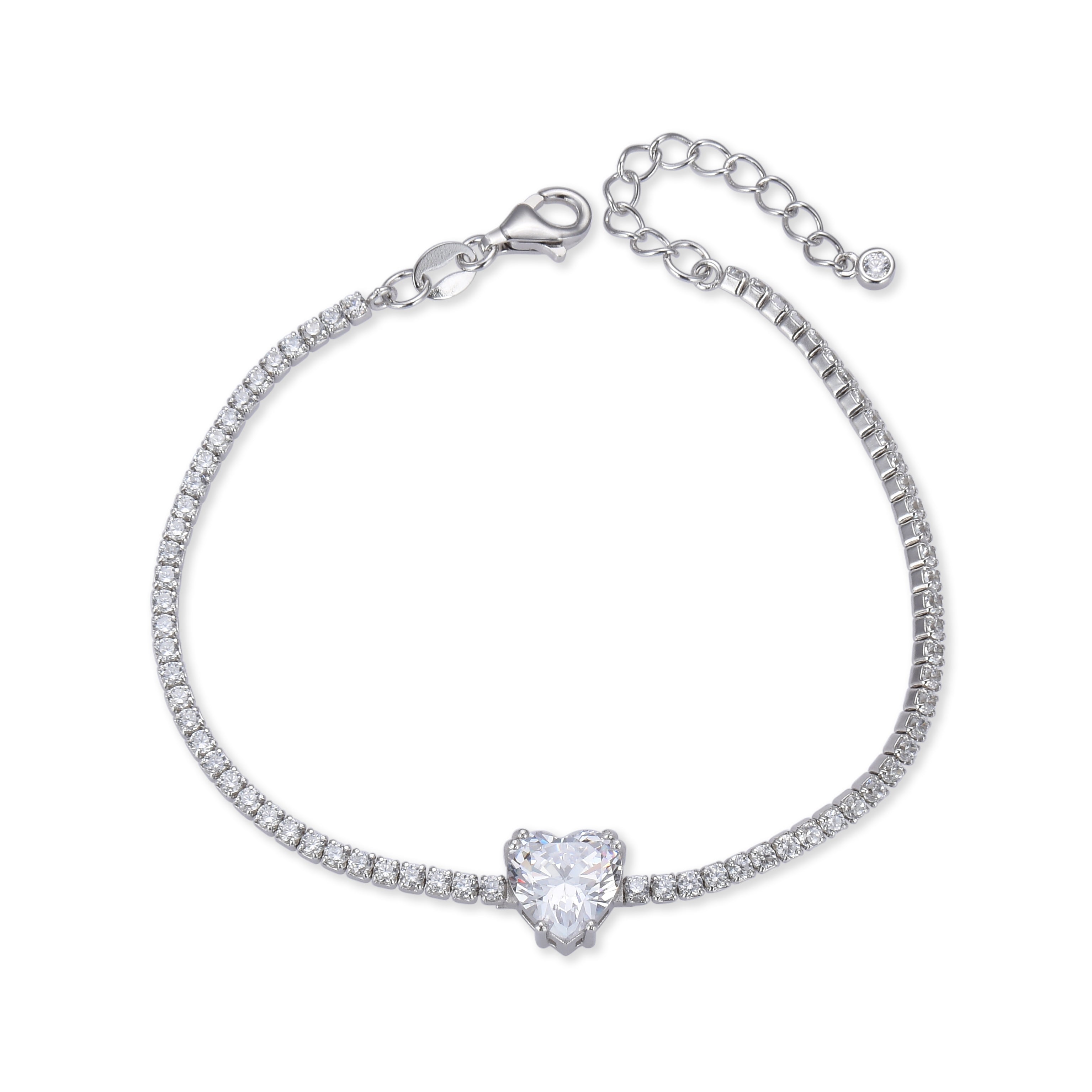 Bracelet tennis cœur blanc - BLANC