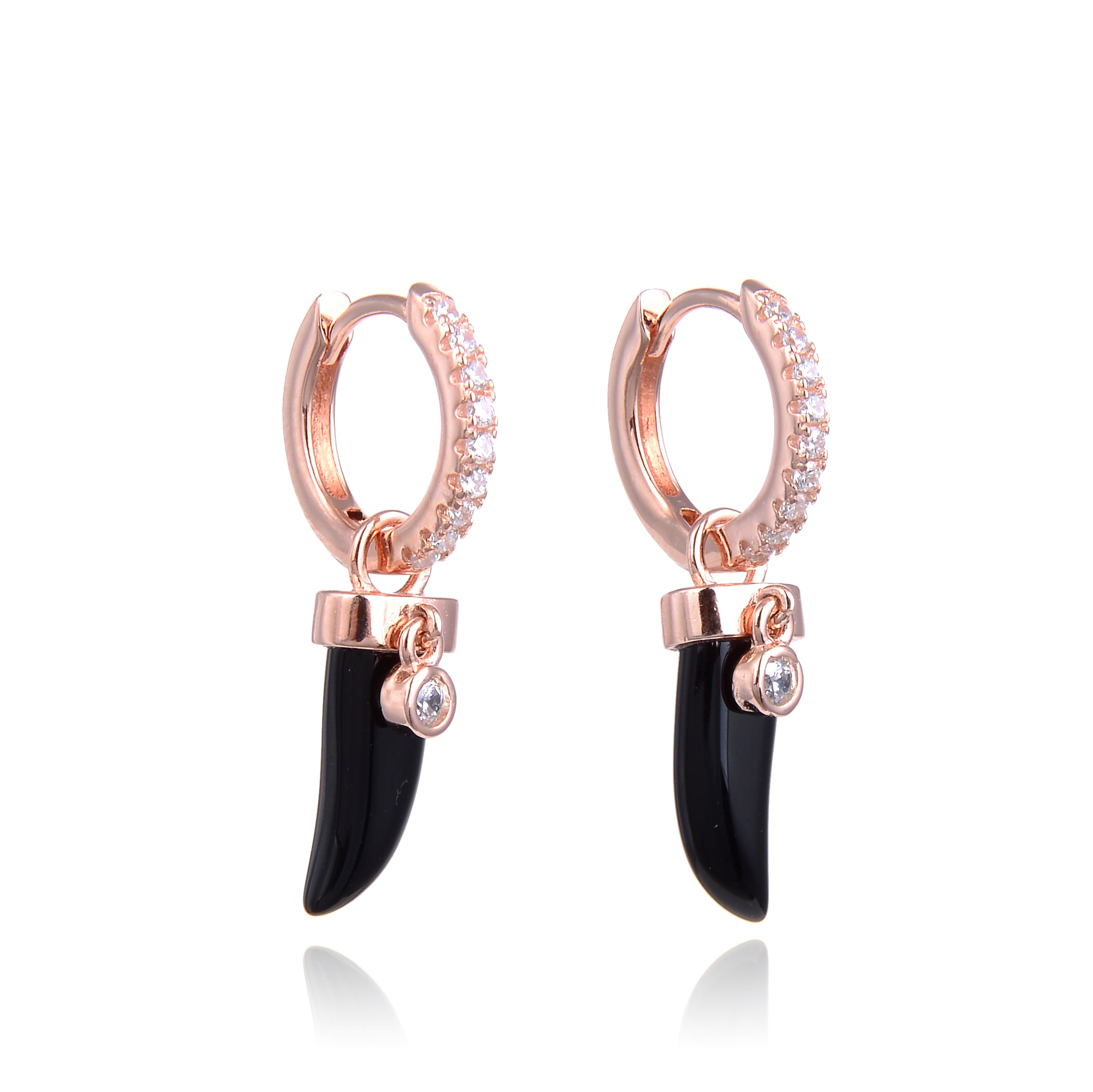 Créoles cornes onyx - ROSE