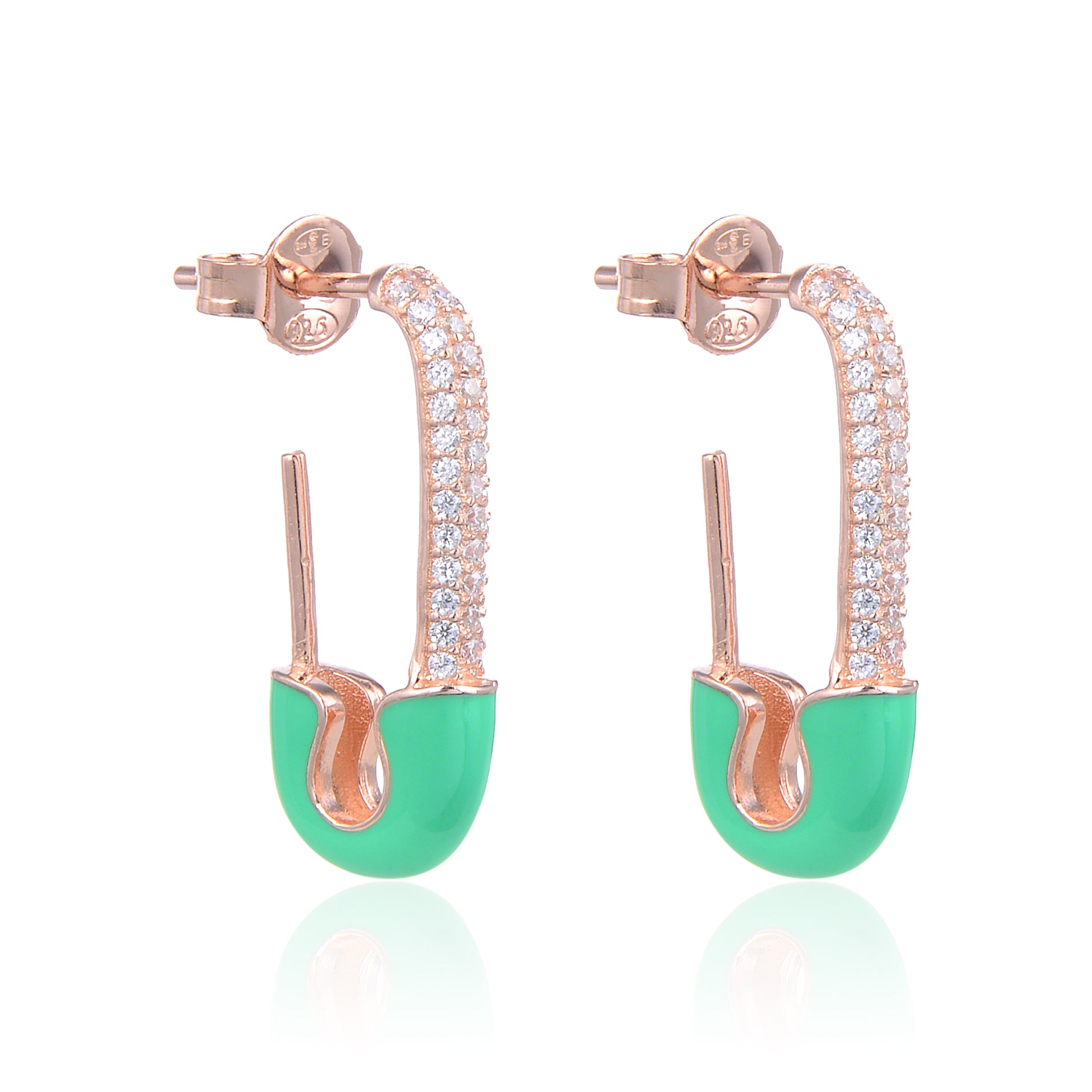 Boucles épingles verte - ROSE